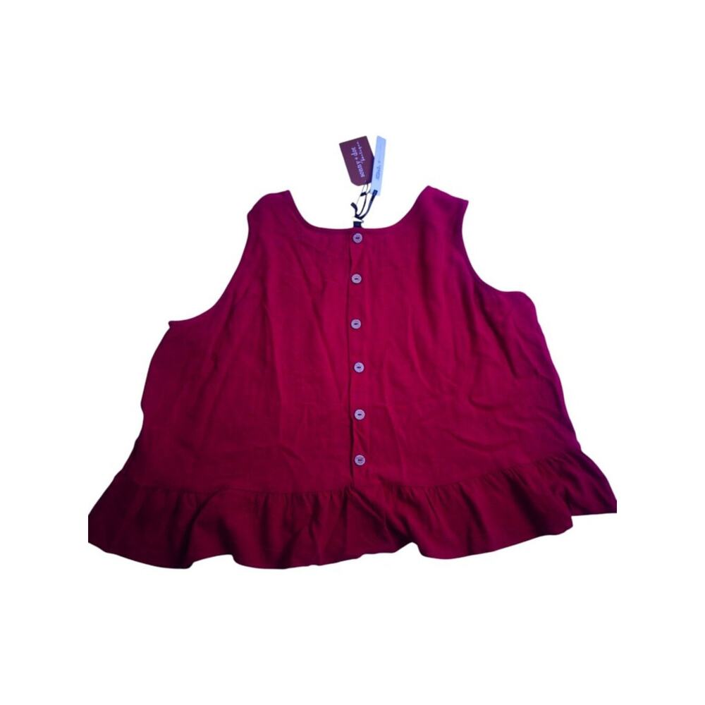 Coco + Carmen Hot Pick Magenta Ruffle Hem Sleeveless Top XXL NWT - Picture 7 of 11